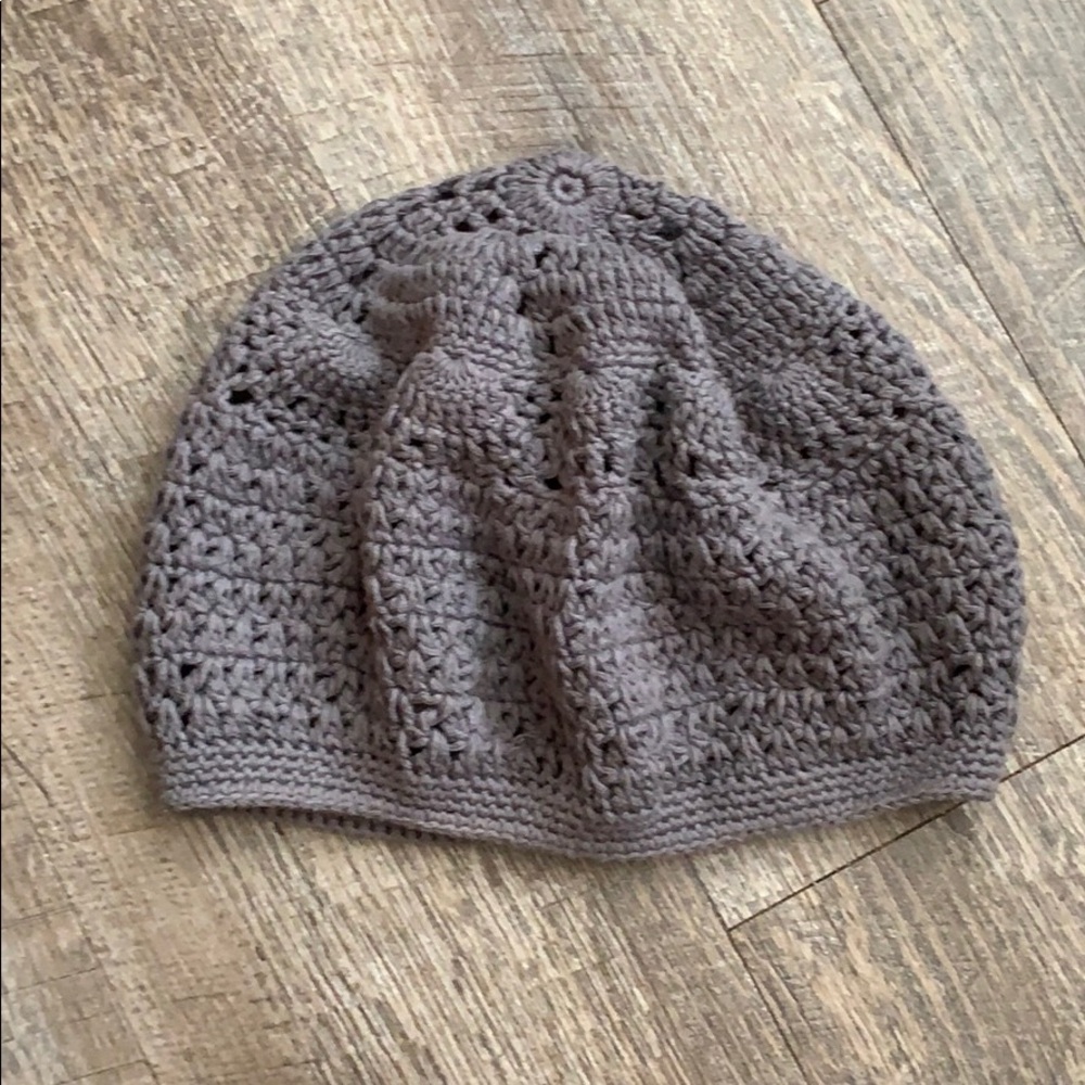 Gray knit hipster beanie